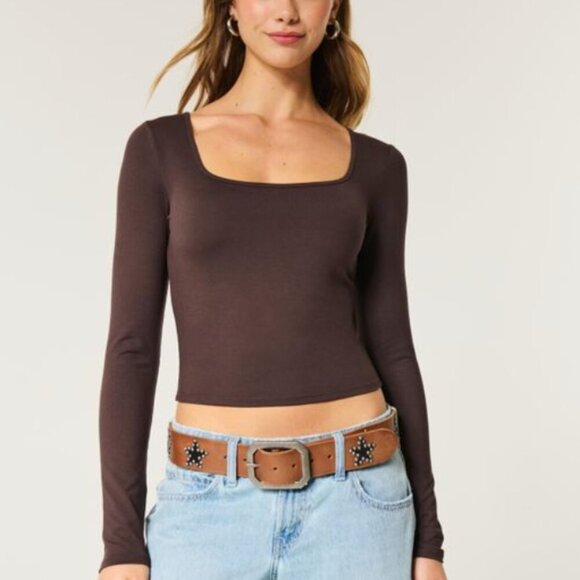 HOLLISTER Soft Stretch Seamless Fabric Square-neck Top - Picture 1 of 4
